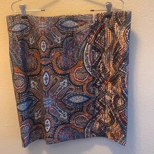 J. Jill Skirt Ponte Pencil Paisley Pull On Women’s Sz large NWT